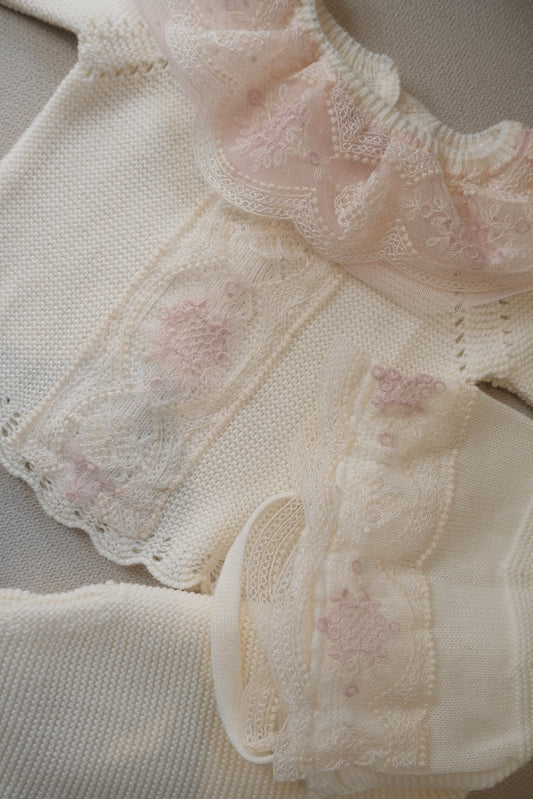 SUGAR LACE BABYGROW WHITE